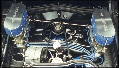Weber 3-barrel carburetors and custom air cleaners