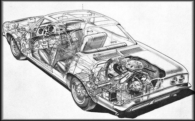 1965 Corvair Corsa sport coupe cutaway view