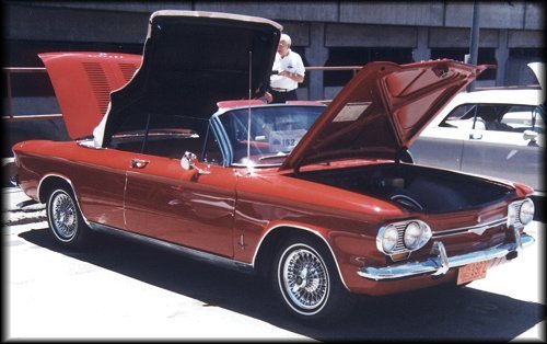 At right we see an excellent example of a Corvair in Concours display mode 