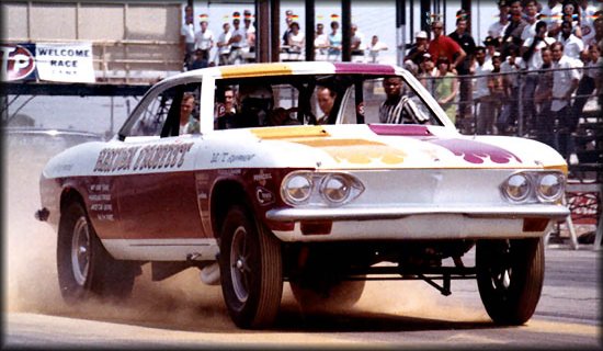 Hayden Proffitt preps his Corvair funny car for another run